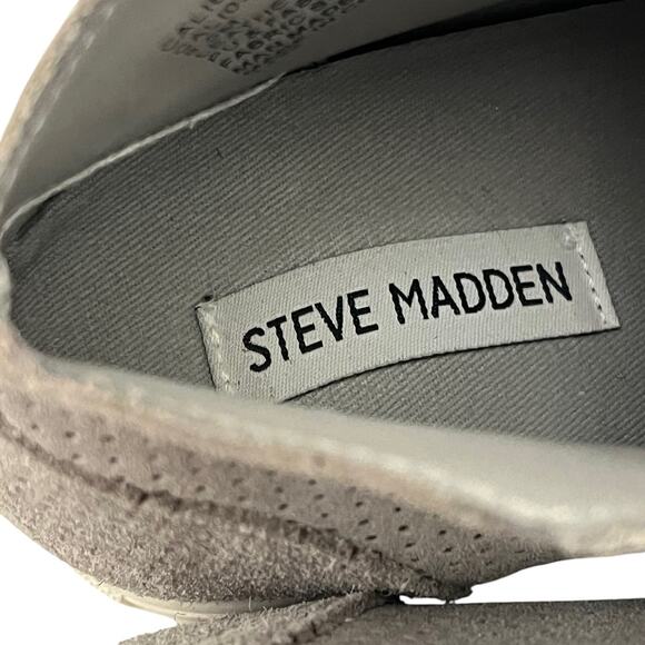 Steve Madden Womens Caliber Sneakers 8.5 Gray Suede Wedge Zip Perforated Leather - Picture 6 of 8